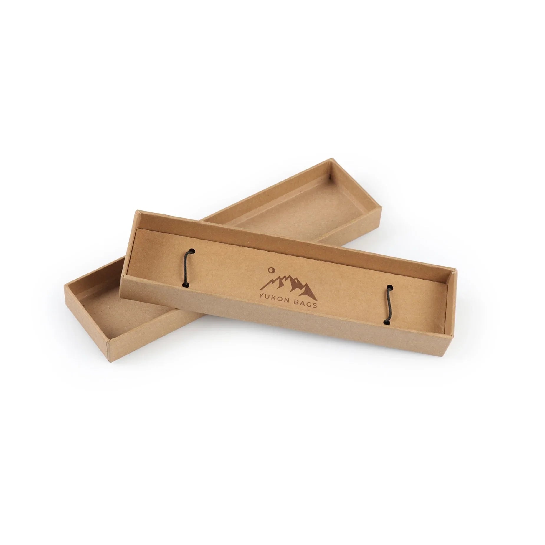 Yukon Bags branded kraft gift box for leather accessories, displayed on white background