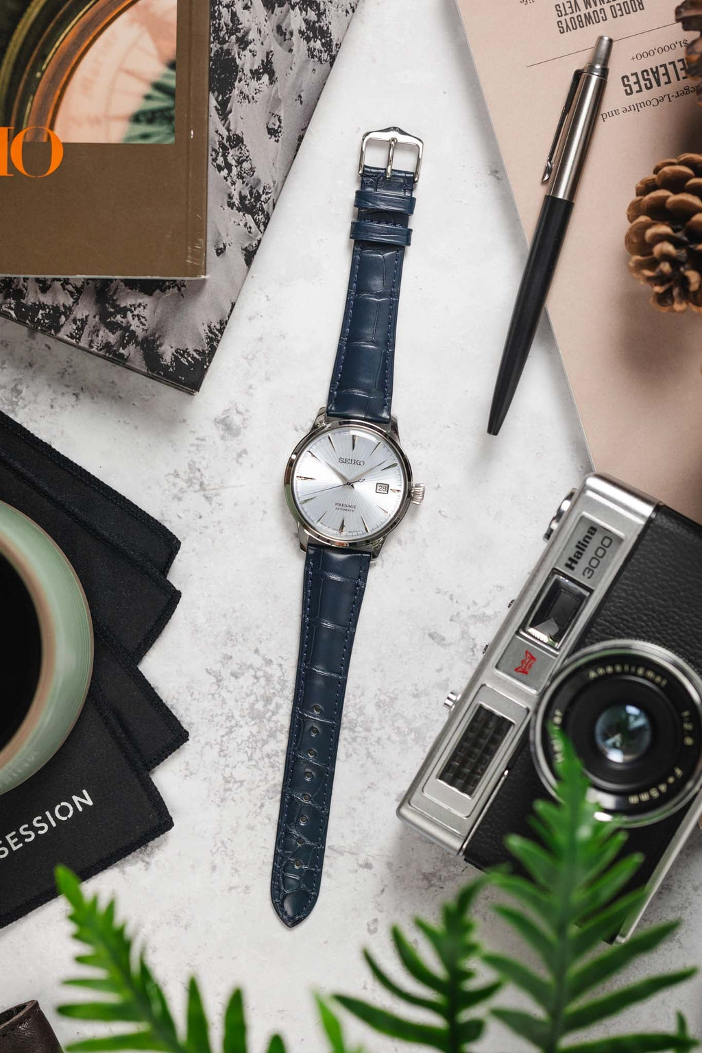 Alligator Leather Watch Strap in BLUE