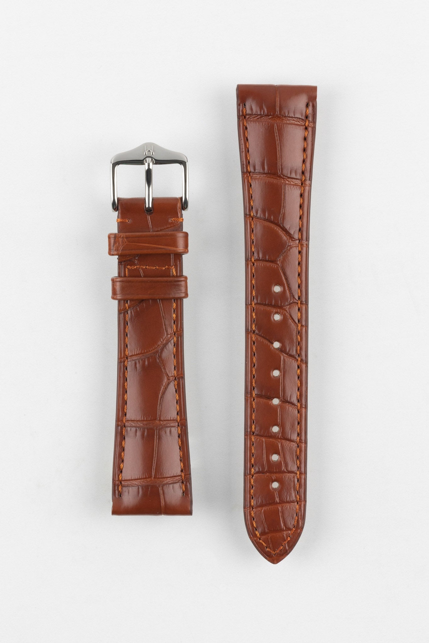 Alligator Leather Watch Strap in GOLD BROWN