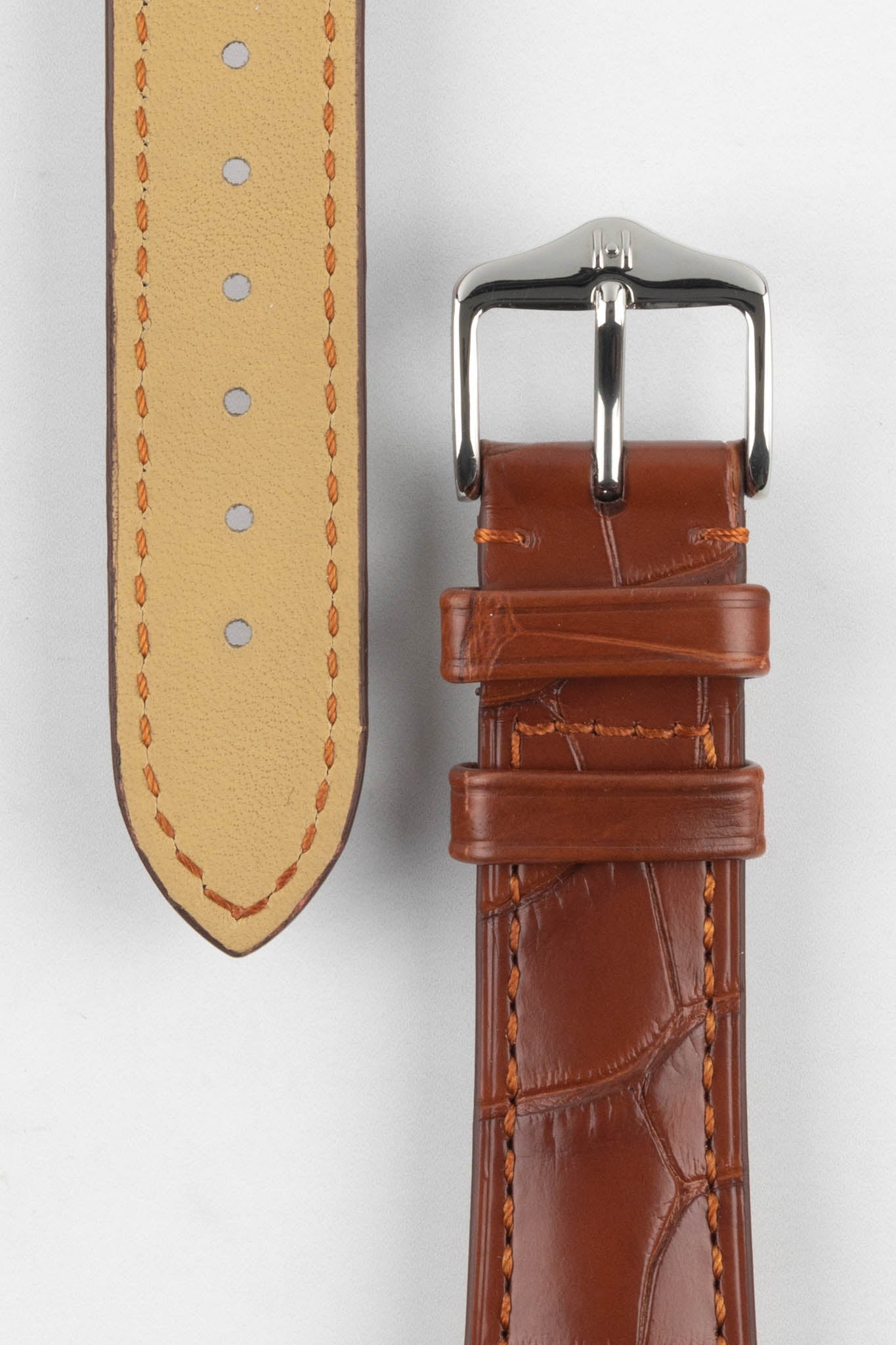Alligator Leather Watch Strap in GOLD BROWN