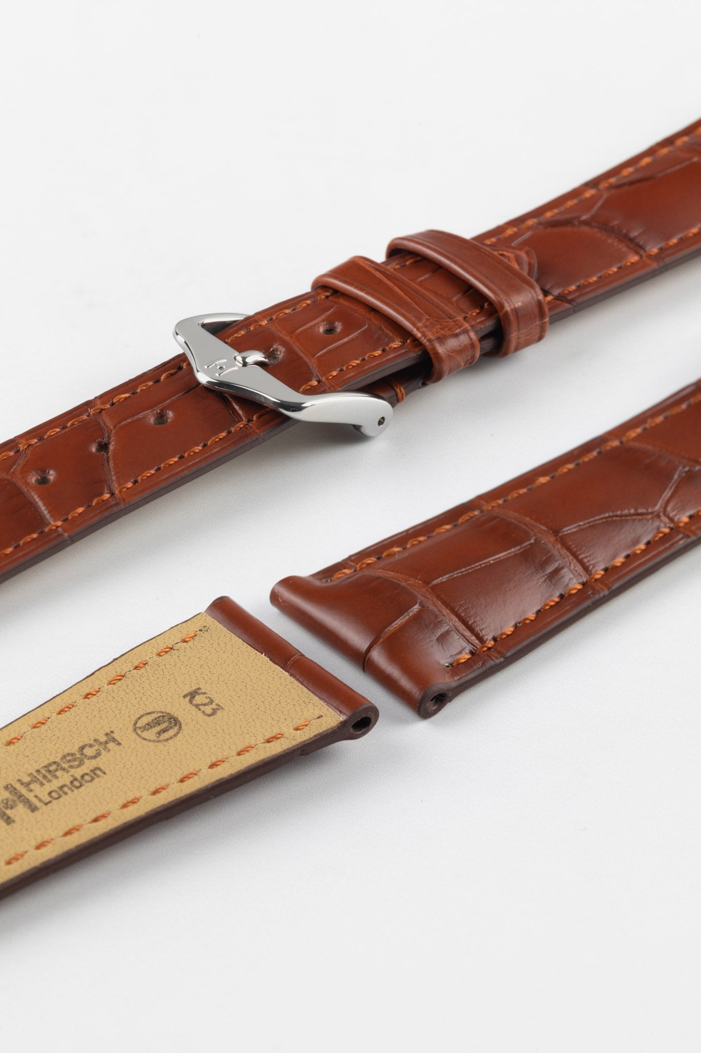Alligator Leather Watch Strap in GOLD BROWN